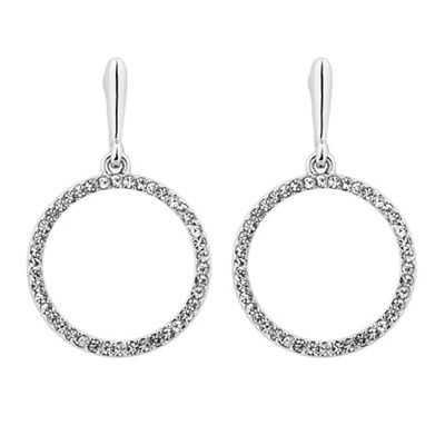 Silver pave circle drop earring